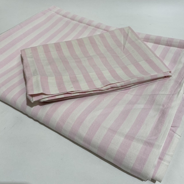 SHEET SET, Pink White Stripe (Sheet, Pillowcase) - Double
